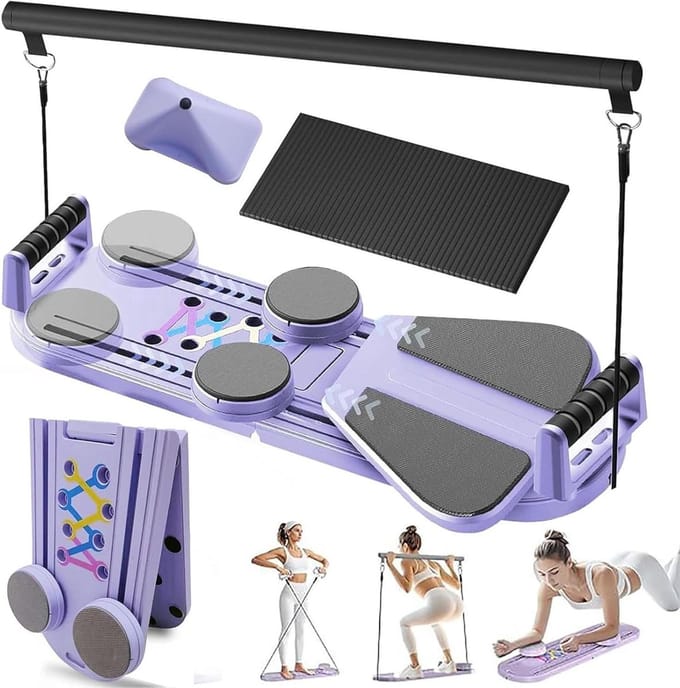 Pilatesbord - Buiktrainer trainer - Thuistrainingen - Multifunctioneel - 350 lbs capaciteit - Paars