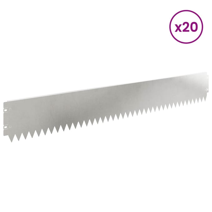 vidaXL - Gazonrand - 20 - st - 103 - x - 15 - cm - Staal - zilver
