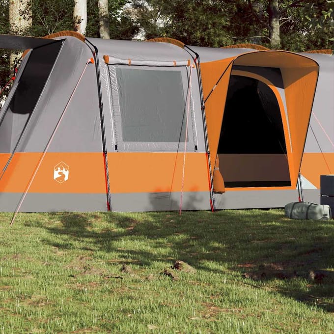 vidaXL - Tunneltent - 4-persoons - waterdicht - grijs - en - oranje
