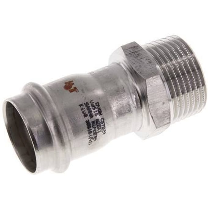 Perskoppeling - 28mm Persmof & R 1'' Buiseinde - RVS