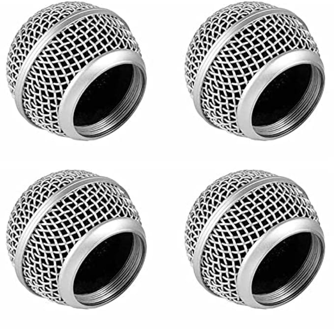 Metalen Microfoonkoppen Set van 4 - Compatibel met SM58 - Inclusief Spons