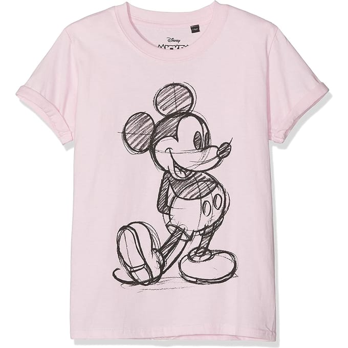 Disney Meisjes Mickey Mouse Schets T-shirt (Lichtroze)