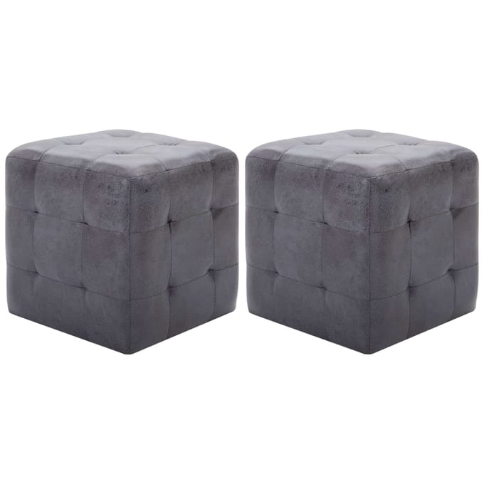 vidaXL - Poef - 2 - st - 30x30x30 - cm - kunstsuède - grijs