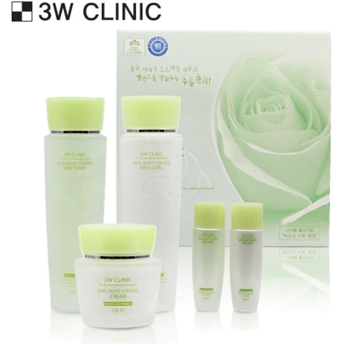 3W CLINIC Snail Moist Control Huidverzorging 3 sets (toner+emulsie+crème) white