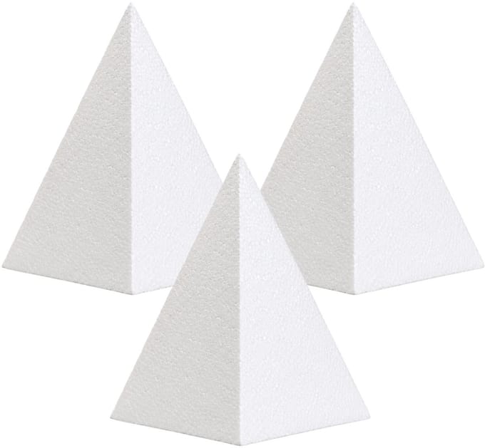 Piepschuim vormen - piramide - 2x - H20 x D11 cm - styropor hobby / DIY vorm - basis knutselfiguren