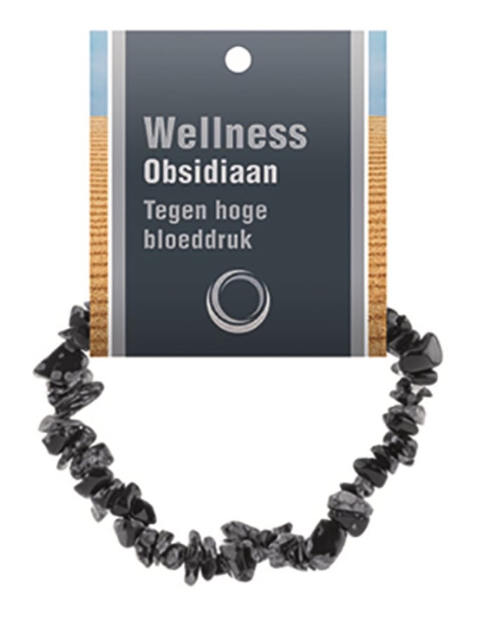 Obsidiaan sneeuwvlok splitarmband + kaart