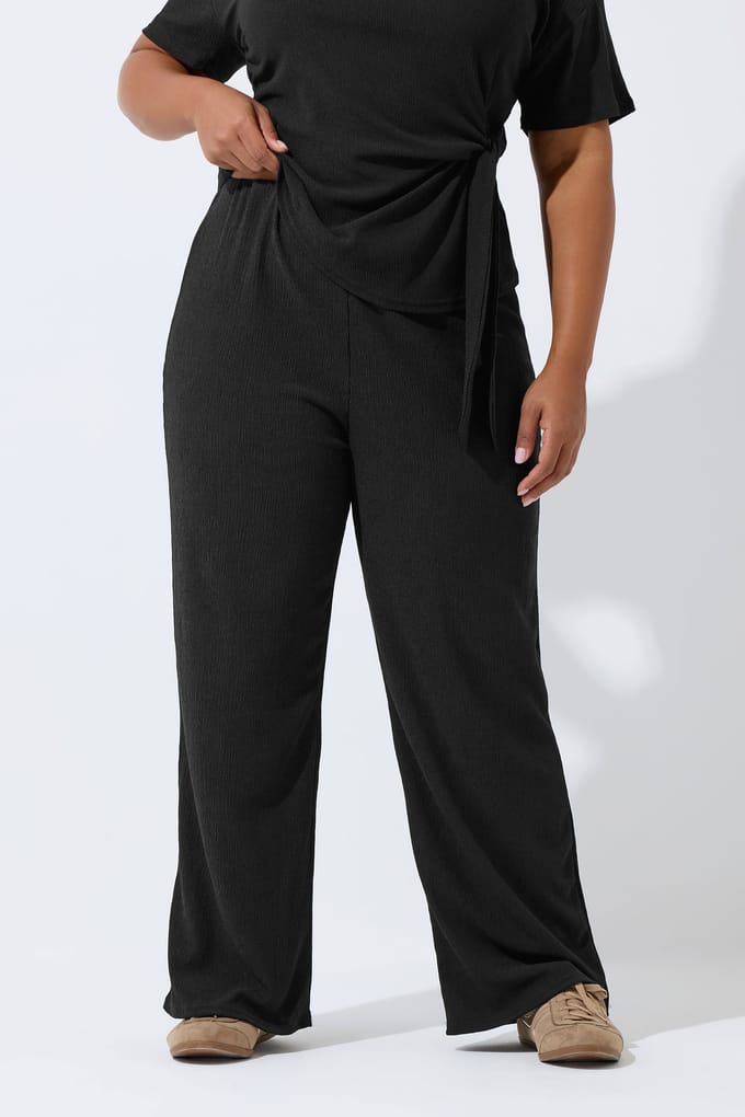 Limited Collection Zwarte Getextureerde Broek Met Wijde Pijpen Size 42