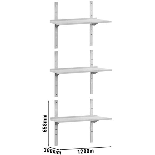 GGM Gastro 3-laags RVS wandschap ECO - 1200x300mm zilver