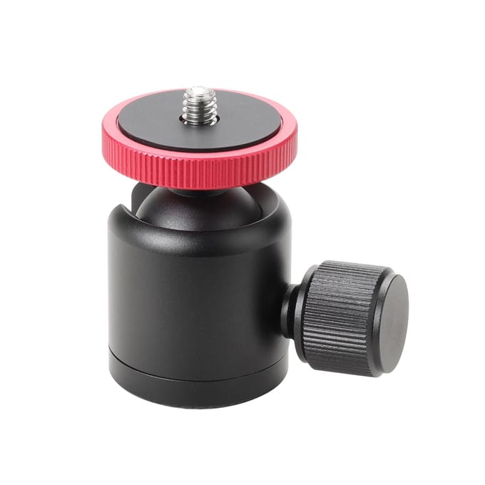 Mini Kogelkop van Aluminiumlegering Draaibare Kogelkop Fotografie Accessoire Vervanging met 3/8 Inch with adapter screw zwart