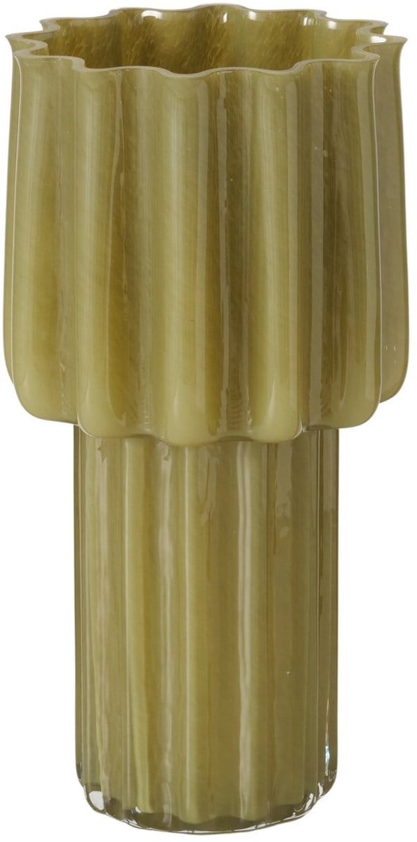 Boltze - Designvaas - Handgemaakt - Vaas - Olijf groen - Glas - 17.7 x 34.5cm