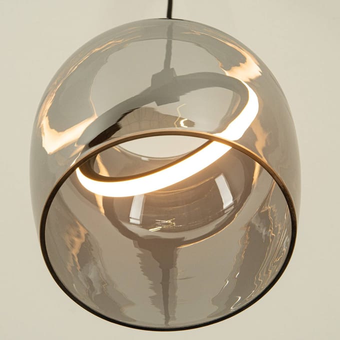 Zambelis Hanglamp 23078, rookgrijs, 1-lamp, glas, Ø 20 cm