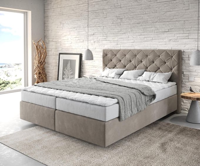 Boxspringbed Dream-Great microvezel beige 160x200 met matras en topper