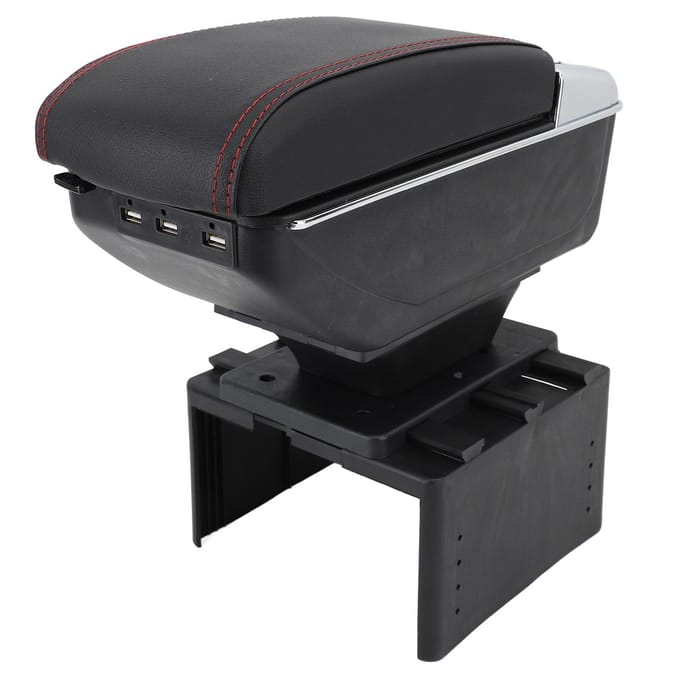 Voorste Middenconsole Armsteun Box Uitschuifbare Armsteun Organizer Opbergdoos Universele Pasvorm voor de Meeste Voertuigen Rode Lijn black