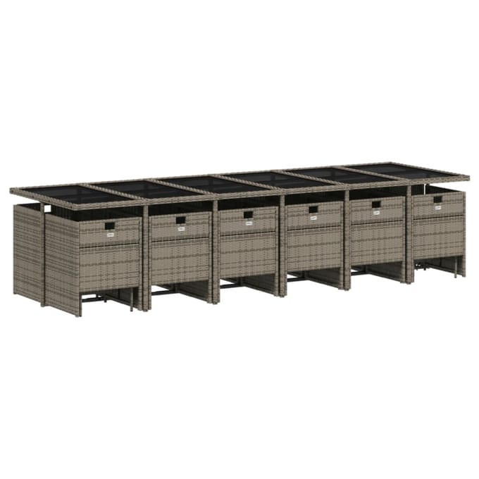 vidaXL - 17-delige - tuinset - met - kussens, - grijs - polyrotan