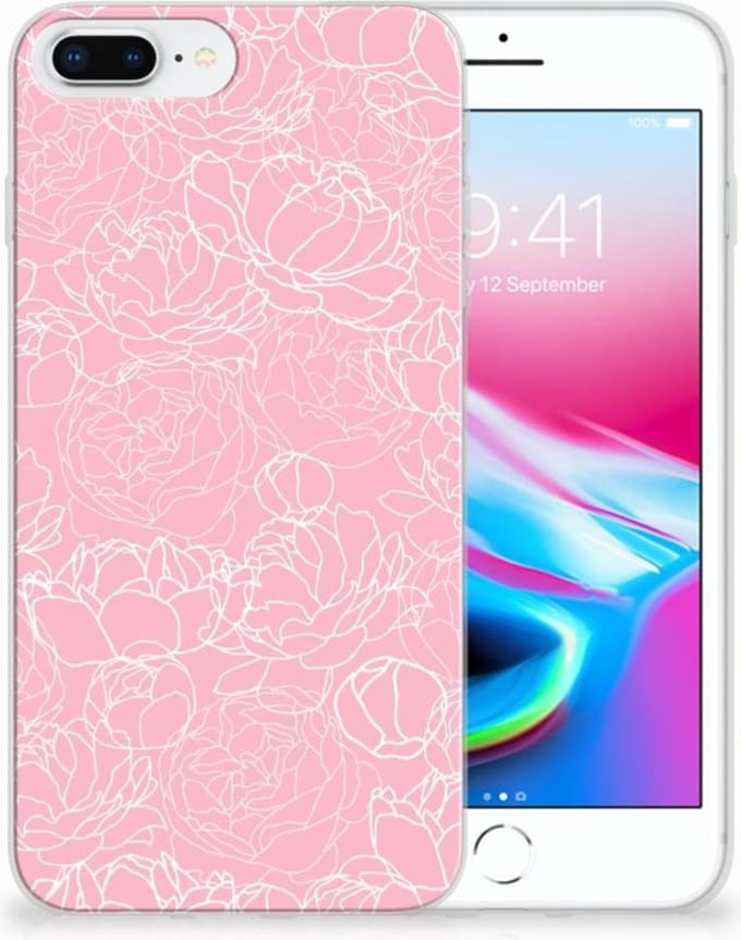 Back Cover voor Apple iPhone 7 Plus | 8 Plus TPU Case White Flowers