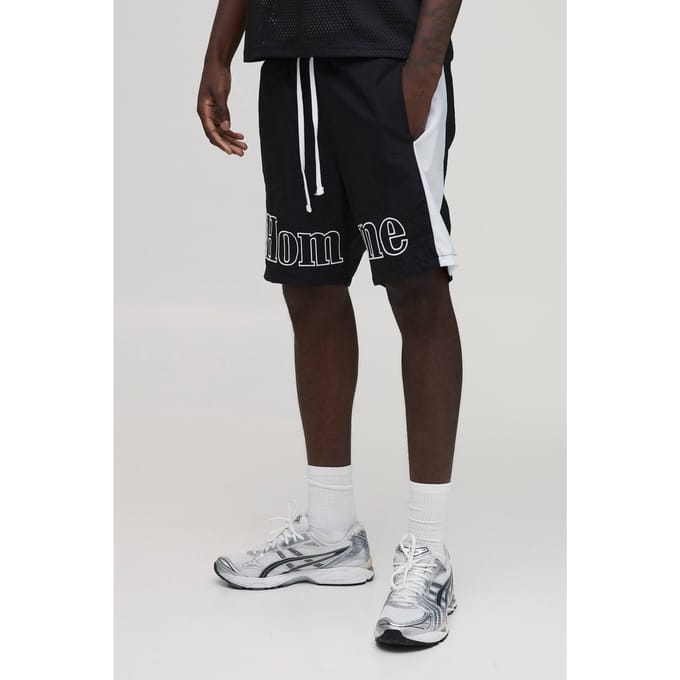 Relaxed Mid Homme Embroidered Detail Nylon Short | Black | Size Large