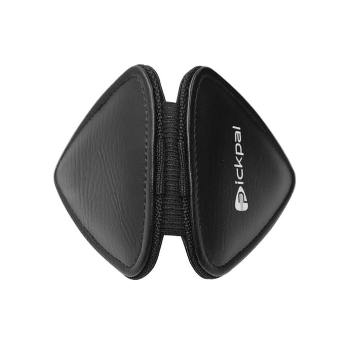 PICKPAL plectrumhouder voor akoestische elektrische gitaar, inclusief 12 stuks plectrums leer zwart