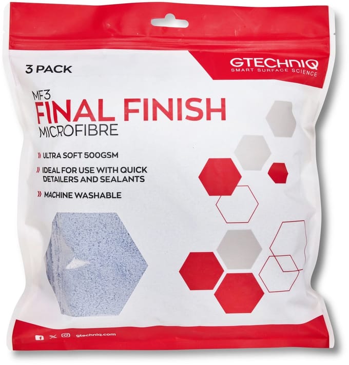 GTECHNIQ - MF3 - Final Finish Microfibre - 550gsm - 40x40cm - 3-Pack