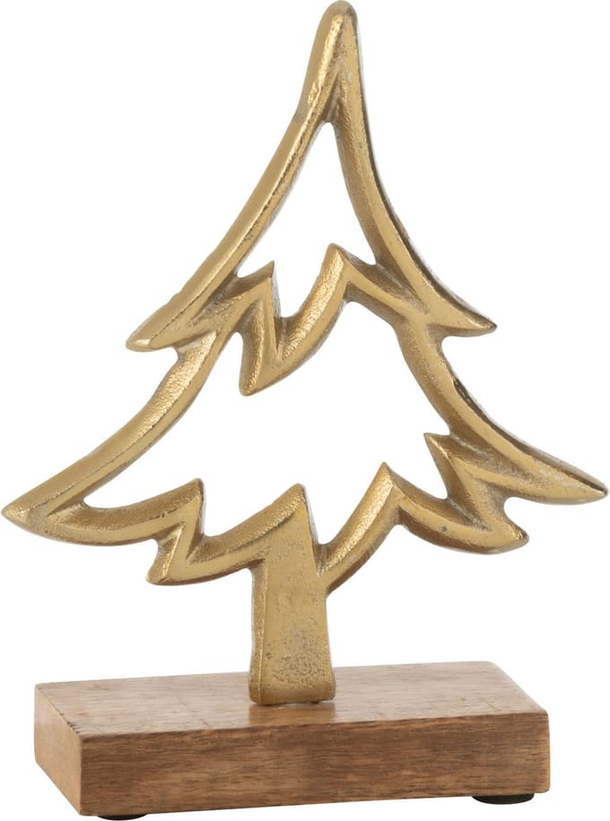 J-Line decoratie Denneboom Op Voet - aluminium/hout - goud - small