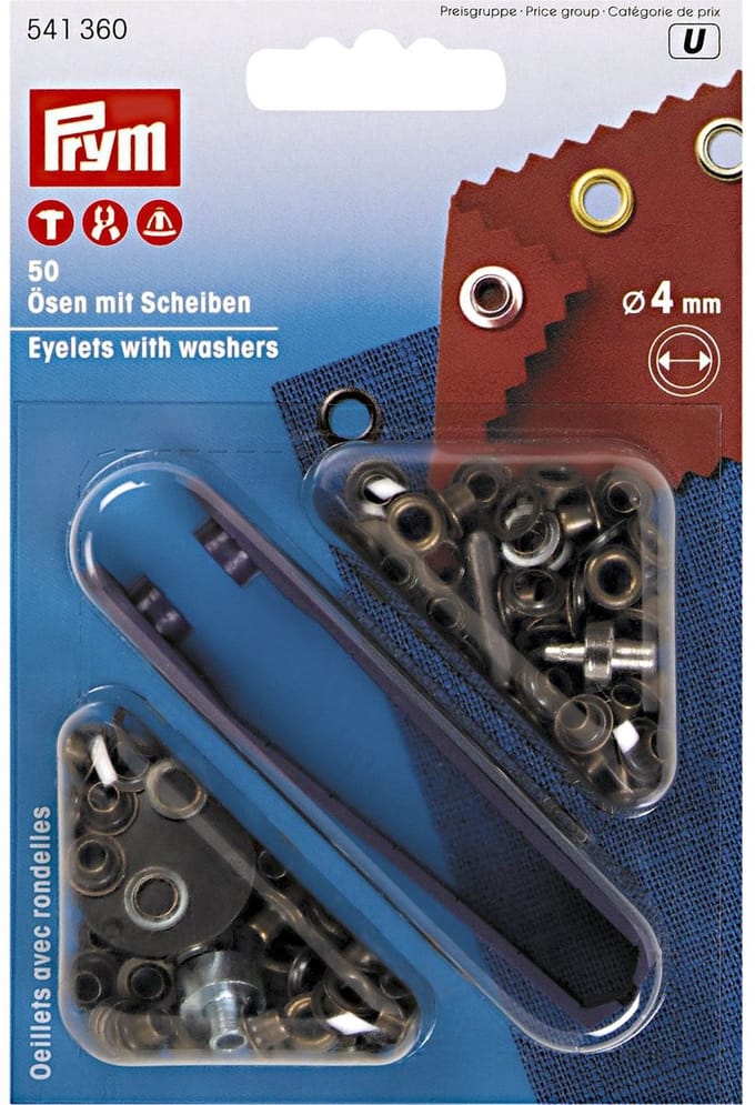 PRYM - RINGEN EN SCHIJVEN - 4MM - OUD MESSING - 1X50ST.