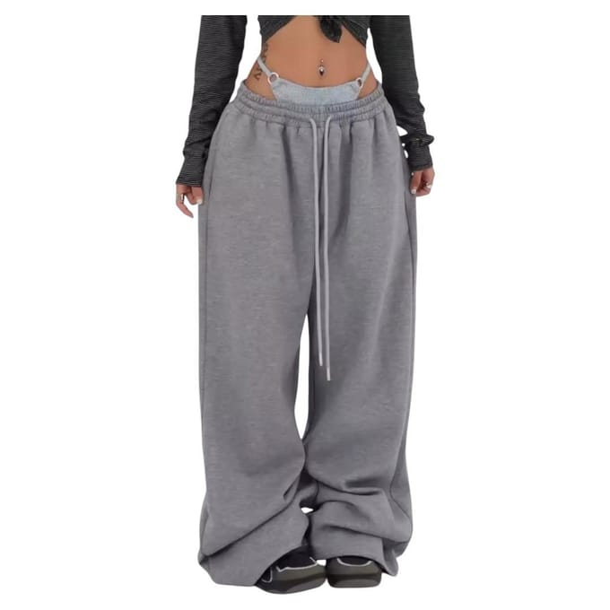 Dames High Waist Trekkoord Losse Dans Sportbroek M gray