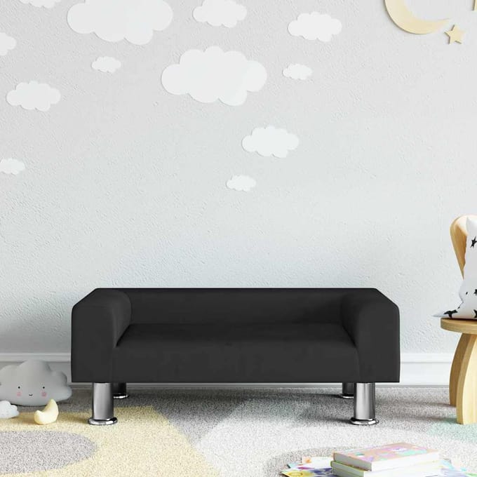 vidaXL - Kinderbank - 70x45x26,5 - cm - fluweel - zwart