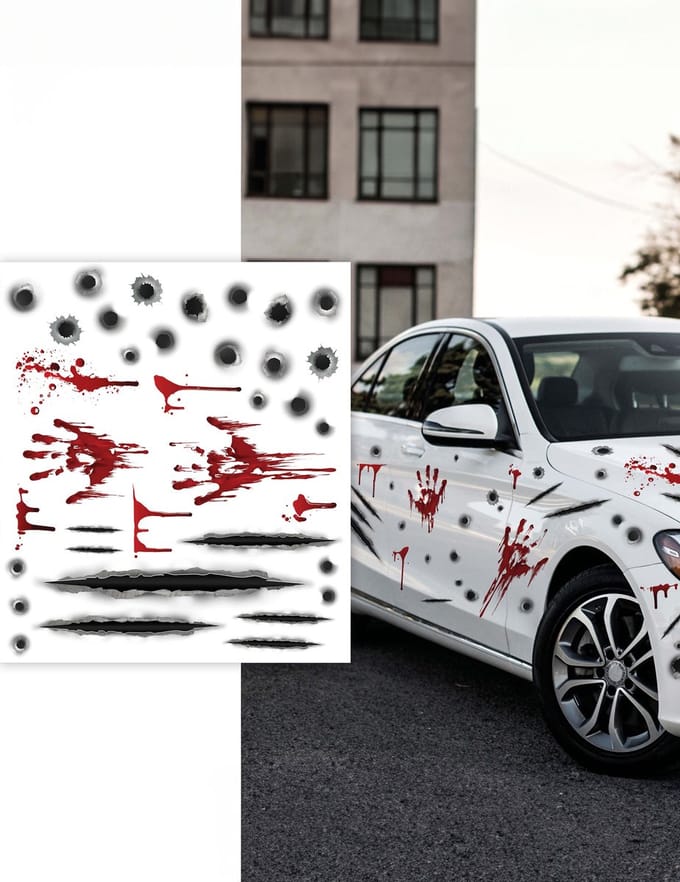 Auto Stickers Decoratie Versiering Bloedige Sporen Pijlen Halloween
