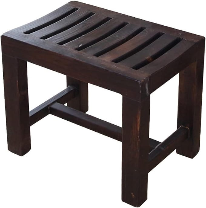Douchekruk Hout - Badkamer Krukje - Veilig Douchen - Stevige Houtconstructie - 42x28x35cm - Naturel