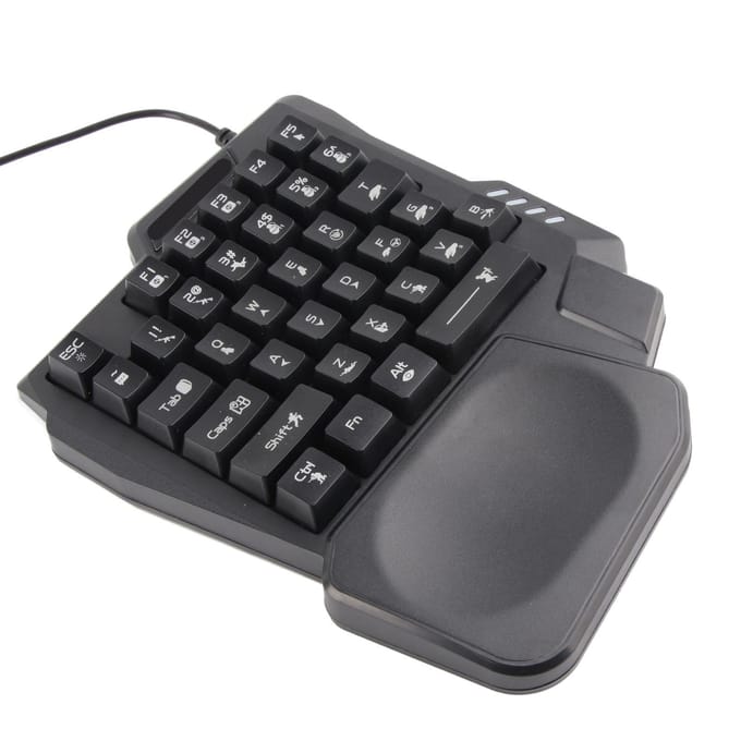 Eenhands Gaming Toetsenbord 35 Toetsen Waterdicht Brede Polssteun Zwart Eenhands Toetsenbord voor