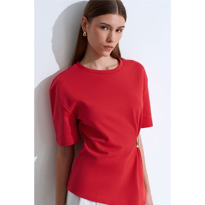 Dames T-shirt met ronde hals en korte mouwen
