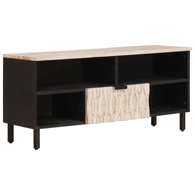 vidaXL - TV - Kast - Witte - Was - Afwerking - 100 - x - 33 - x - 46 - cm - Massief - Mango - Hout