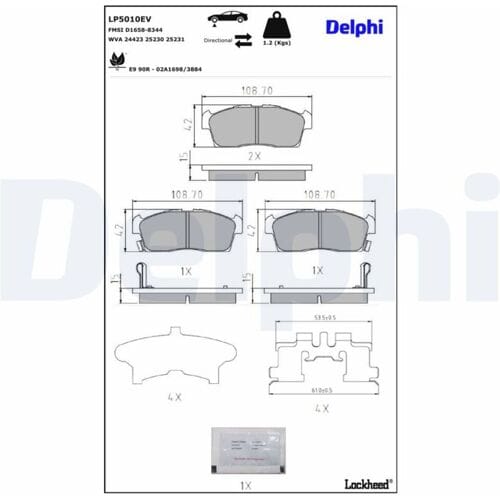 Remblokkenset, schijfrem DELPHI LP5010EV