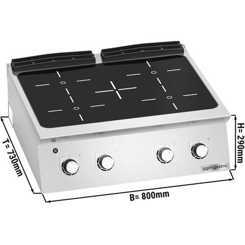 GGM Gastro Infrarotherd - 12,8 kW - 4 Kochfelder Zilver