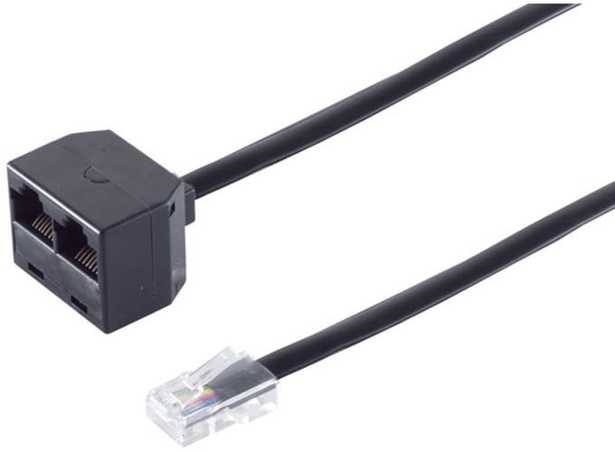 RJ45 telecom splitter | 8-aderig (8P8C) | 100 Ohm | zwart | 0,10 meter