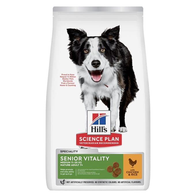 2x14kg Senior Vitality Medium Kip Hill's Science Plan Hondenvoer