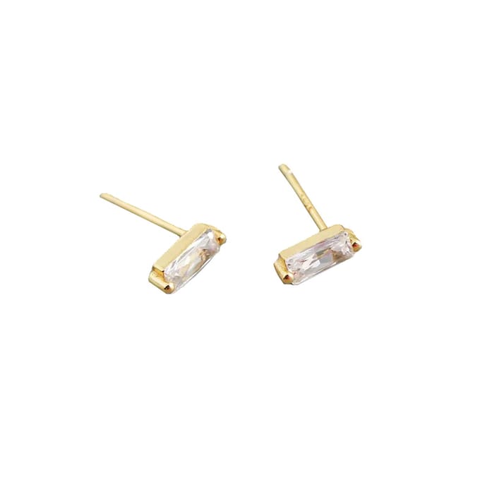 YOLA Stud Oorbellen | Wit/Goud | 7,8 x 3 mm | 925 Silver