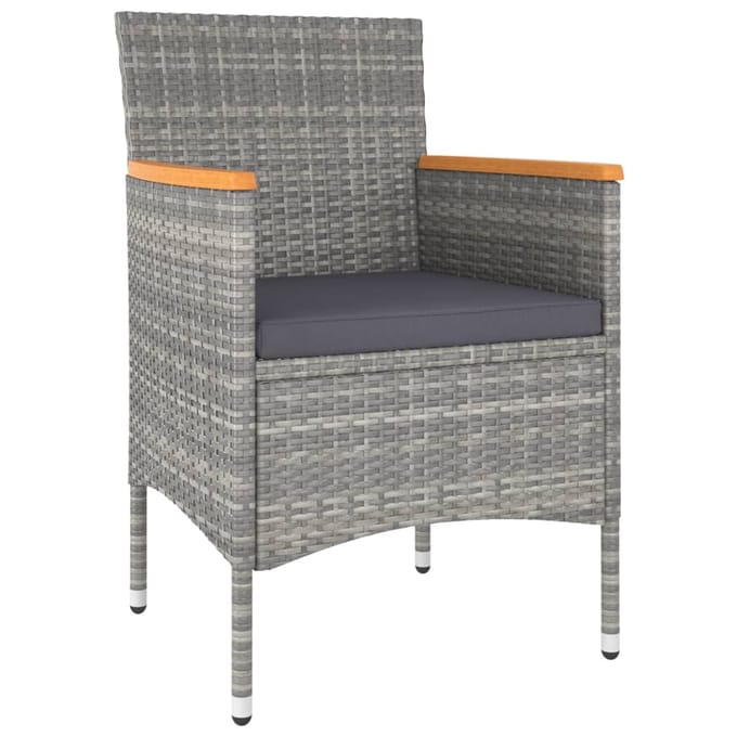 vidaXL - 5-delige - Bistroset - poly - rattan - en - gehard - glas - grijs