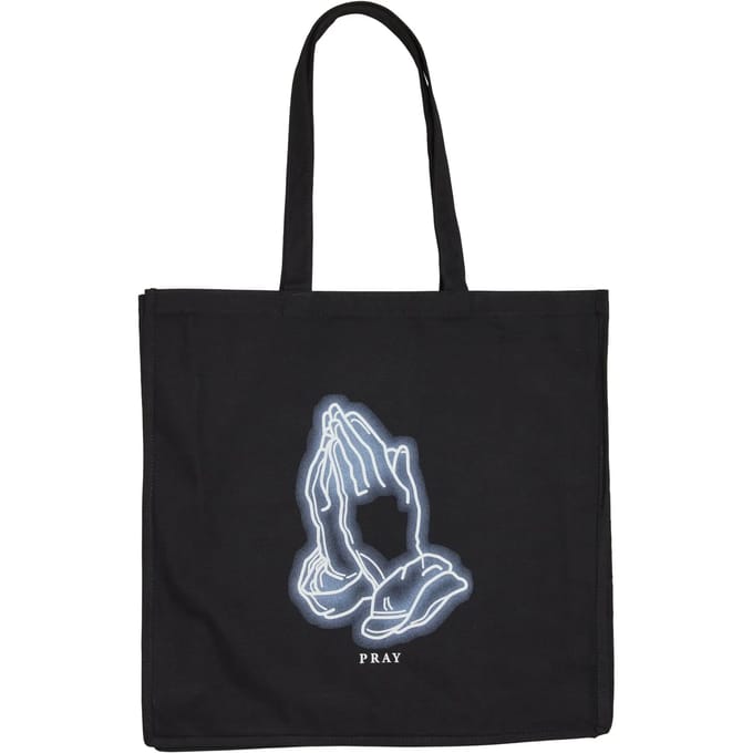 Mister Tee - Pray Glow Oversize Canvas Schoudertas/Shopper - Zwart