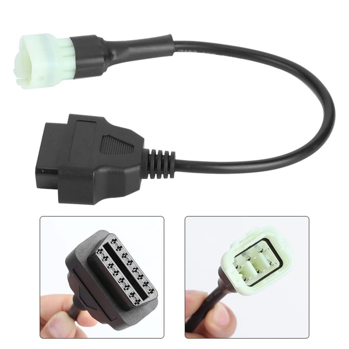 6-pins naar 16-pins adapterkabel OBD2 Motorfoutdiagnose en Detector Geschikt voor Motorfietsen gray