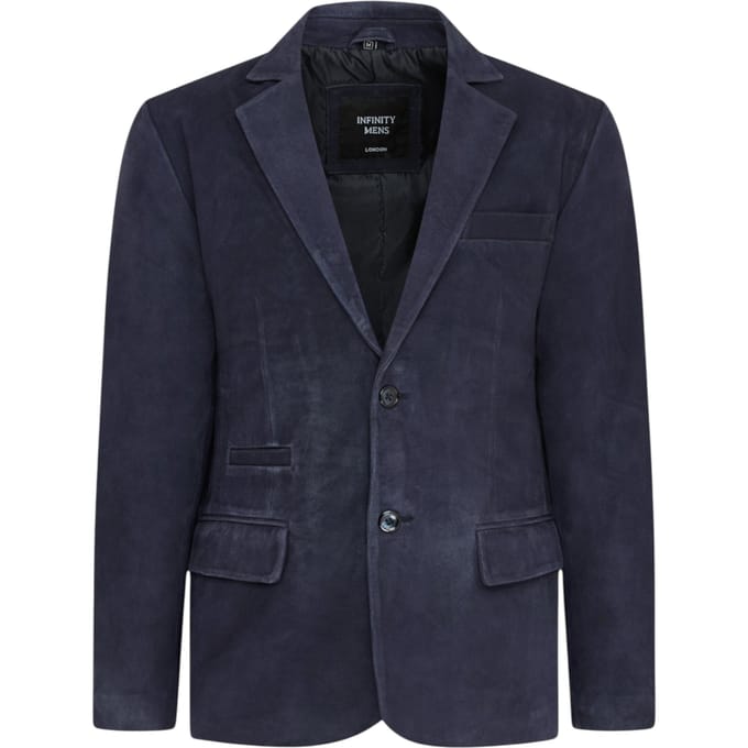 Mannen Italiaanse marineblauwe leren blazerjas met leren blazerjack - Aarau