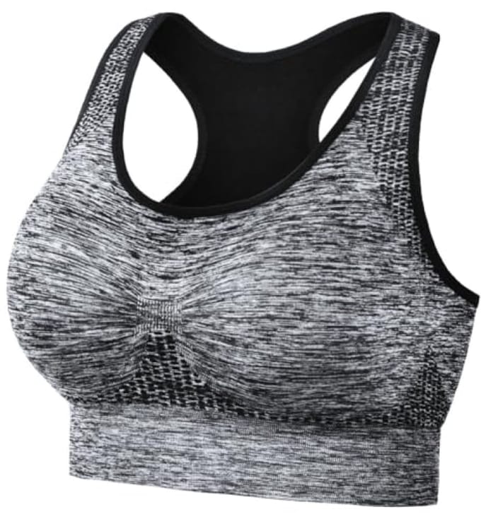 Sportbeha voor dames - Naadloze racerback met verstelbare pads - Grijs
