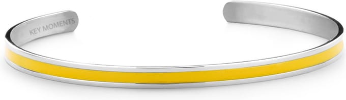 Key Moments 8KM-B00530 Stalen Open Bangle - One-size (60 x 50 x 4 mm) - Zilverkleur / Geel