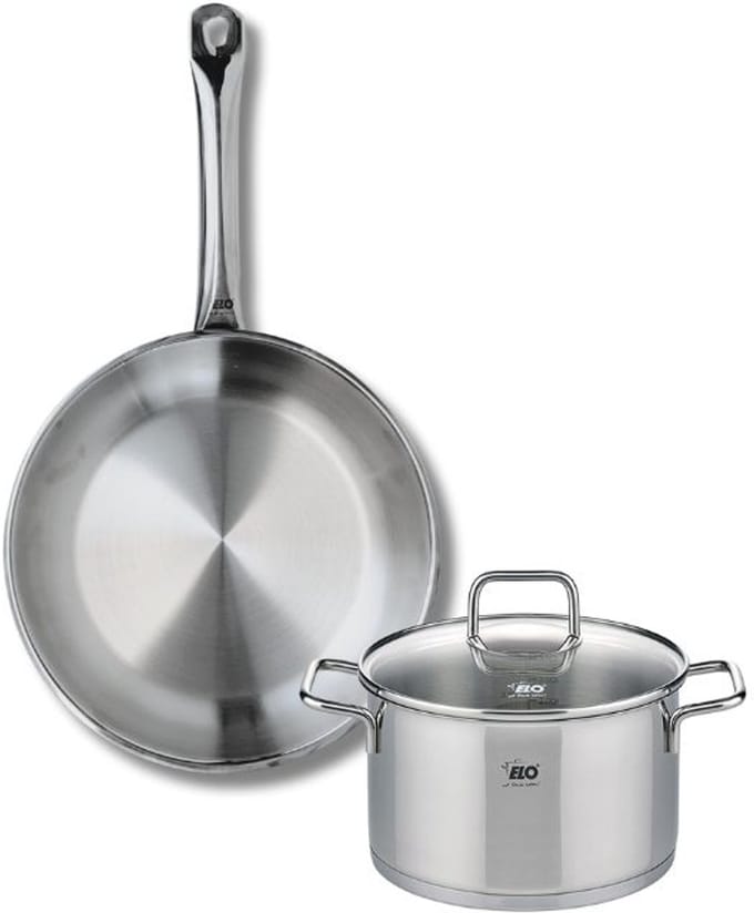Set van 1 Koekenpan 24 cm en 1 braadpan 16 cm Elo Profi Citrin