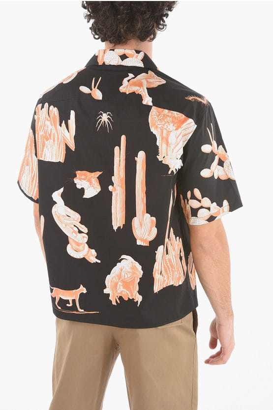 Kort mouwen BURNING MAN Camp Collar Shirt in Zwart