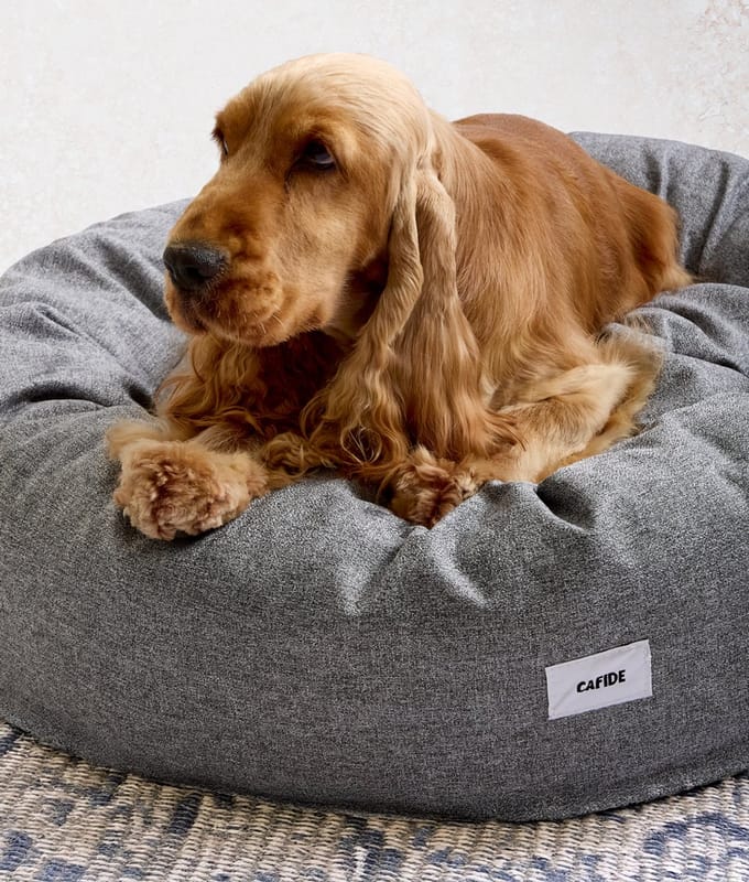 Comfortabel donutvormig hondenbed van chenille – Grijs – Zacht, wasbaar & antislip – Nuba