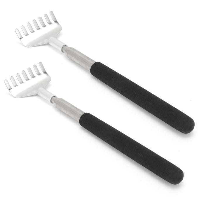 2 Stuks Uitschuifbare Rugkrabber Draagbaar Roestvrijstalen Krabgereedschap 20?68cm gray