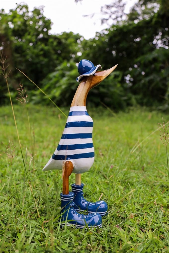 Houten eend Finn S donkerblauw wit
