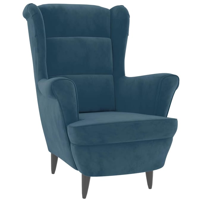 vidaXL - Fauteuil - met - voetenbank - fluweel - blauw