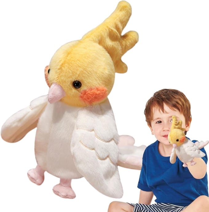Papegaai handpop - Pluche vogel - Rollenspel speelgoed - Grappig interactief - 20 cm