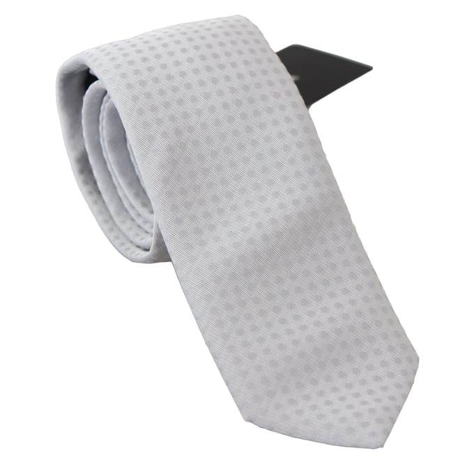 Dolce & Gabbana Wit Gedessineerde Klassieke Heren Slim Stropdas
